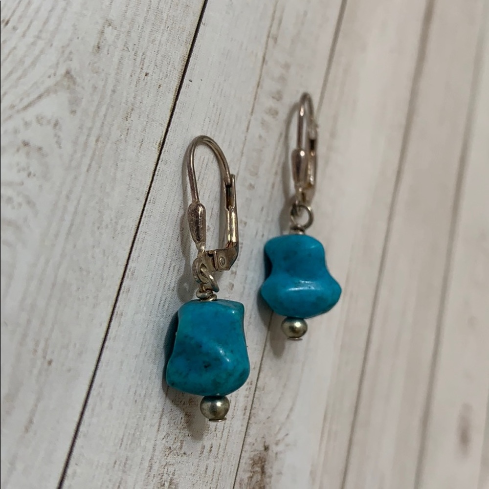 Sterling Silver Kingman Mine Turquoise Earrings